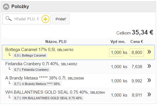 Zoznam položiek skladovej v&yacute;dajky