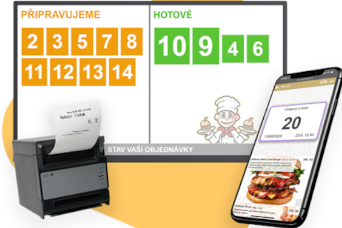 z&aacute;kaznick&yacute; displej s přehledem objedn&aacute;vek