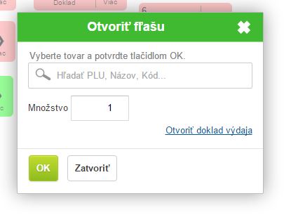 Formul&aacute;r pre zaevidovanie otvorenej fľa&scaron;e pri predaji