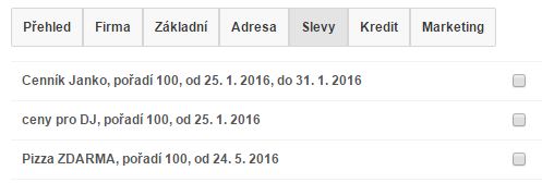 Z&aacute;ložka Slevy na kontaktu
