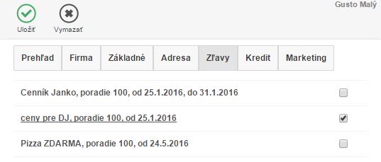 Z&aacute;ložka Zľavy na kontakte