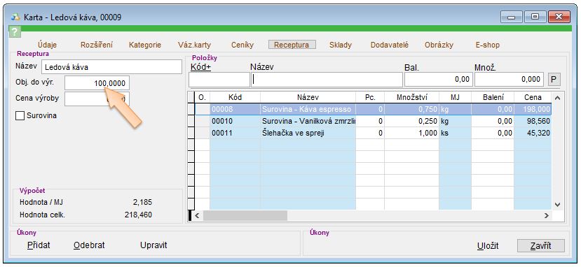 Skladov&aacute; karta - surovina