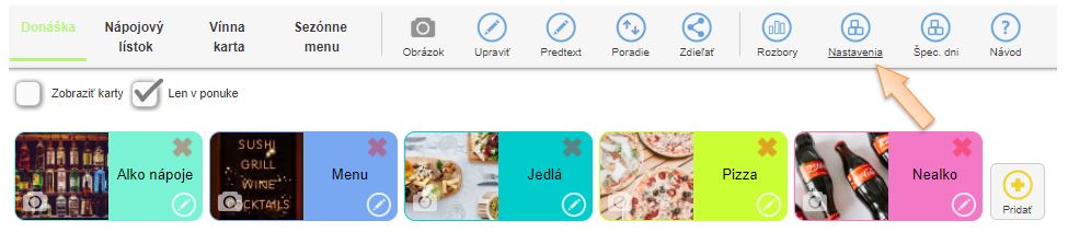 Don&aacute;&scaron;ka - Nastavenia v menu aplik&aacute;cie