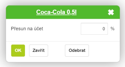 Formul&aacute;ř definov&aacute;n&iacute; přesunu na &uacute;čet pro konkr&eacute;tn&iacute; položku