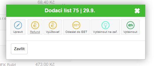 &Uacute;prava dodac&iacute;ho listu v seznamu dokladů