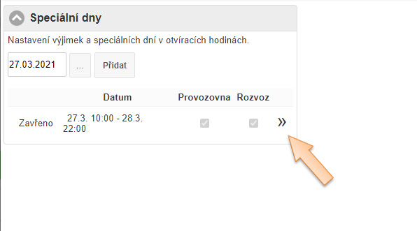 Seznam speci&aacute;ln&iacute;ch dnů